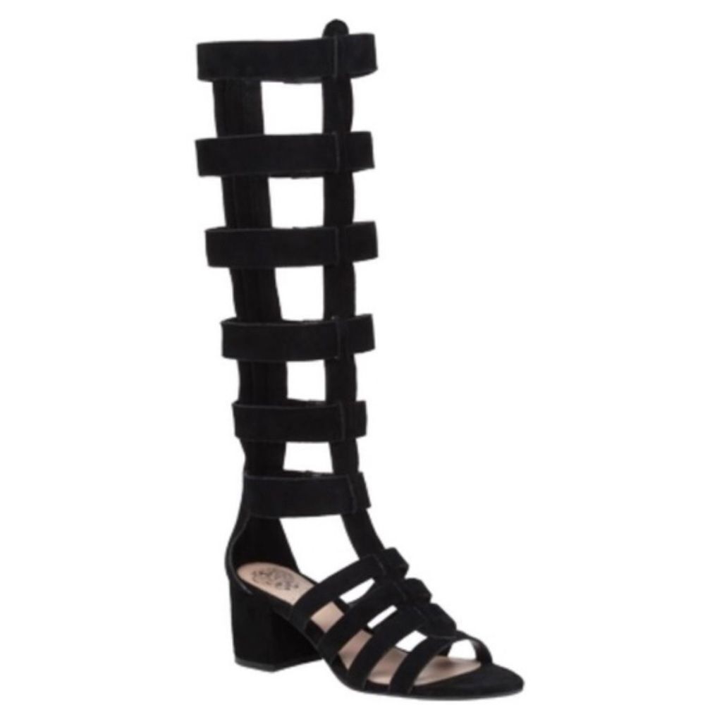 New Vince Camuto Black suede  Leather Brenton Gladiator Sandals Size 9
